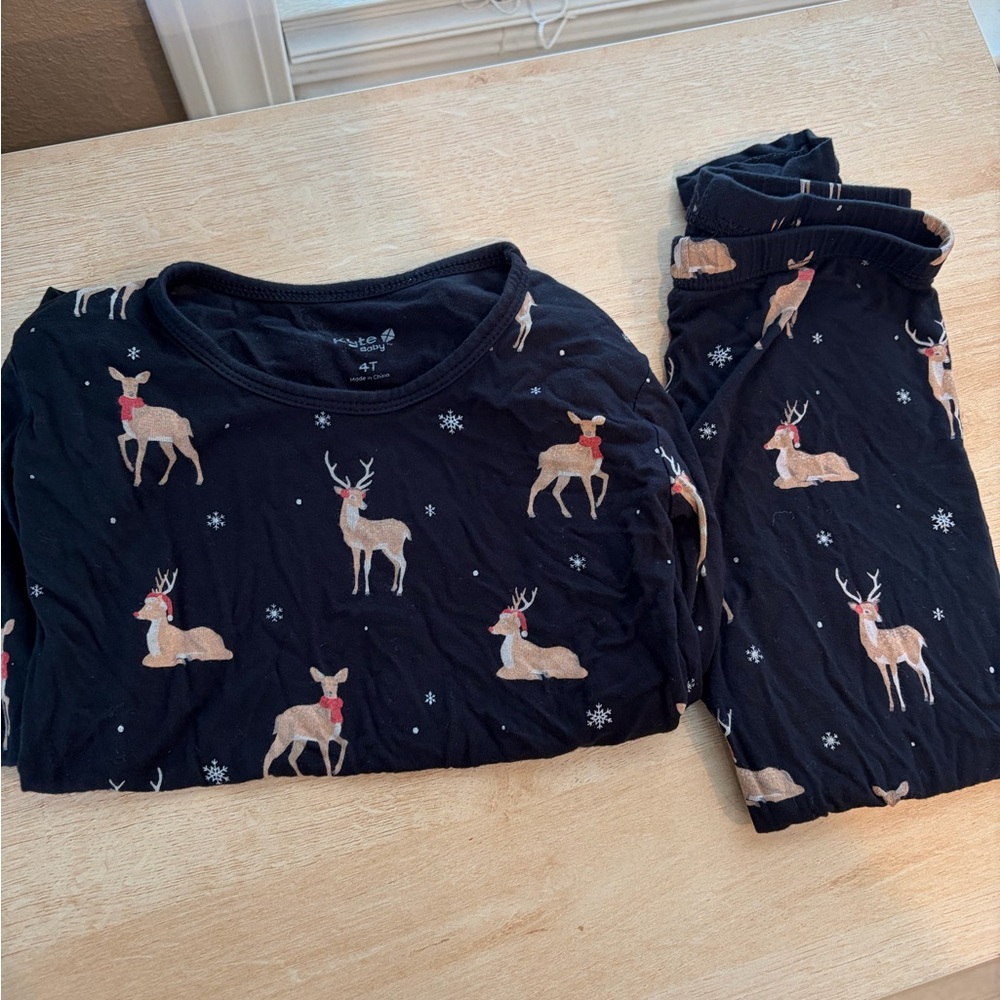 Kyte BABY Kids Pajama Set - black with Deer and Snowflakes - Picture 2 of 3